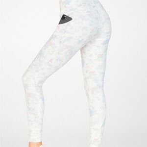 Fabletics White and Pink Pattern Leggings
